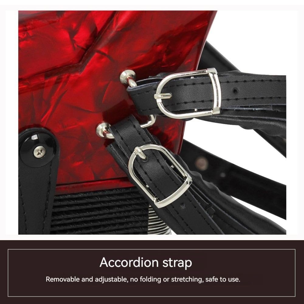 Fisarmonica a 26 tasti e 48 bassi, corpo in ABS, superficie blu con vernice for pianoforte, interruttore audio, adatta a principianti e professionisti, custodia inclusa e nastro for chitarra