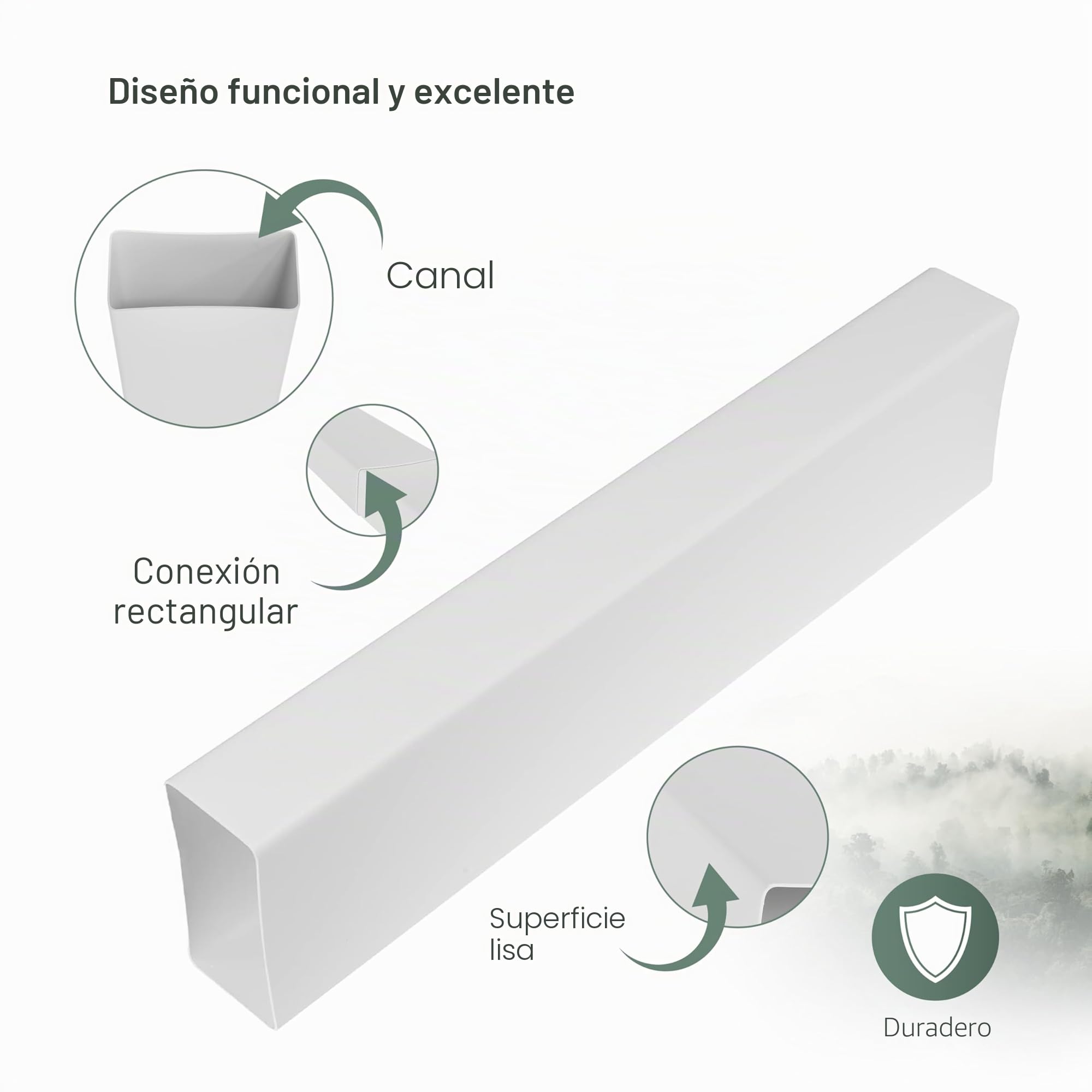 Vent Systems 220 x 90 mm, 1 m de largo, conector de tubo rectangular para conexión de tuberías, conducto de escape o conducto de entrada 22 x 9 cm - 100 cm