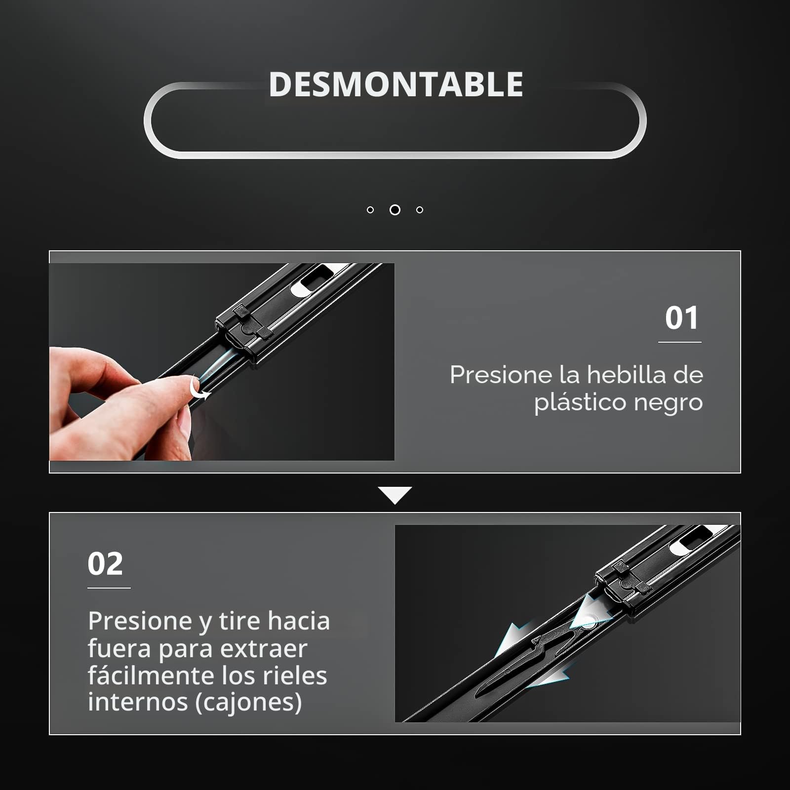 AOLISHENG Guias Correderas Para Cajones 200mm Rieles Para Cajones Extensión Completa 45 KG Capacidad Carga Guías Laterales Para Cajones Con Rodamiento de Bolas 1 par (2 piezas)