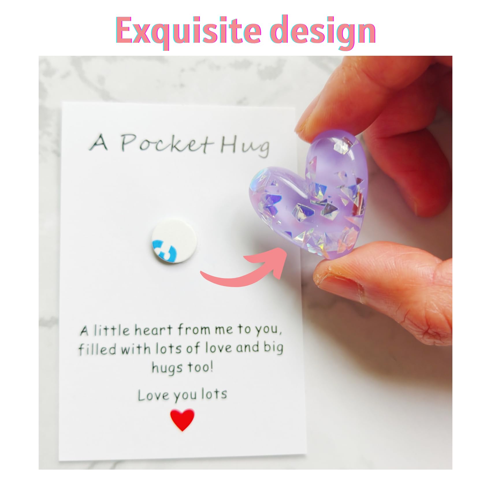 YOJO Pocket Hug Heart with Greeting Cards, Long Distance Relationship Gifts, Gifts for Boyfriend Girlfriend, I Love You Gift for Him Her (Blue)