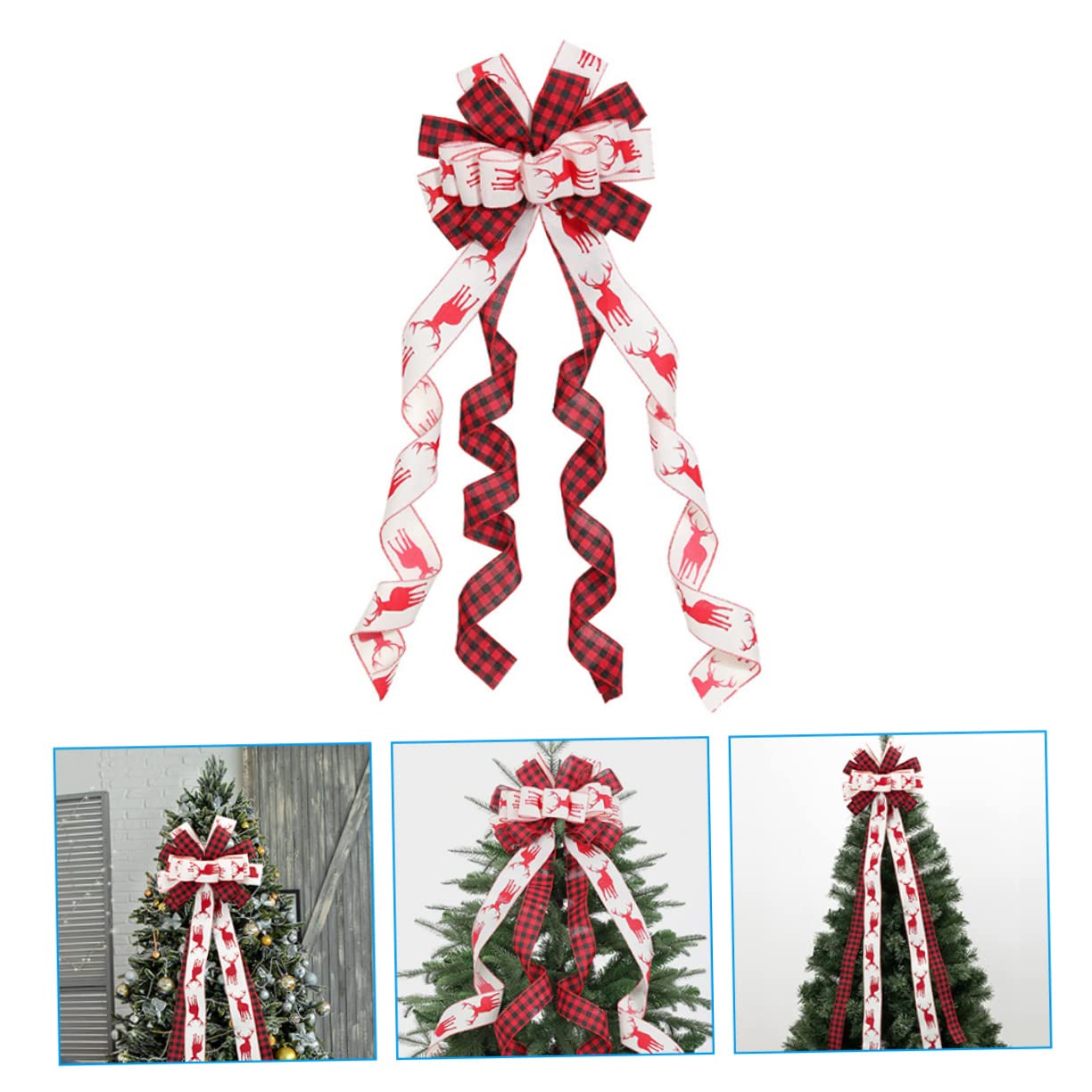 4 Stück Weihnachtsbaumschleife Karierte Schleife Outdoor-Bögen weihnachtsdeko Christmas Decorations Girlande Weihnachtsschmuck Schleifenknoten selber Machen Christbaumschmuck