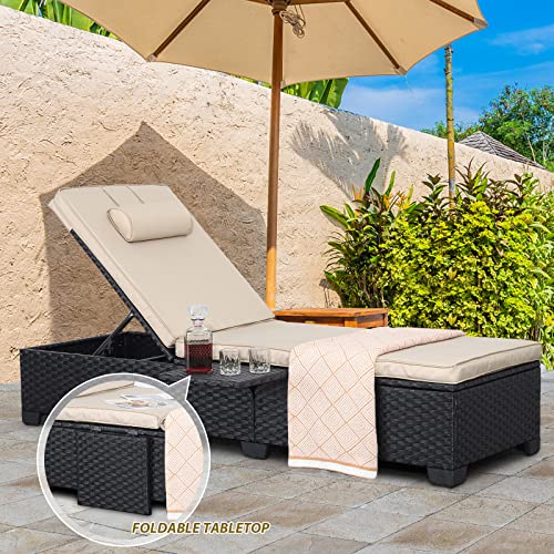 WAROOM-Outdoor-PE-Wicker-Chaise-Lounge-Chairs-Set-of-2-Patio-Black-Rattan-Reclining-Chair-Adjustable-Backrest-Pool-Sunbathing-Recliners-with-Furniture-Cover-Khaki WAROOM Outdoor PE Wicker Chaise Lounge Chairs Set of 2 Patio Black Rattan Reclining Chair Adjustable Backrest Pool Sunbathing Recliners with Furniture Cover Khaki