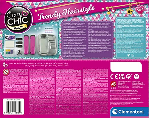 Clementoni- Crazy Chic Trendy Hair Colouring Kit: Washable Hair Chalk, Arts & Crafts for Kids (6+ Years), Multilingual - Image 3