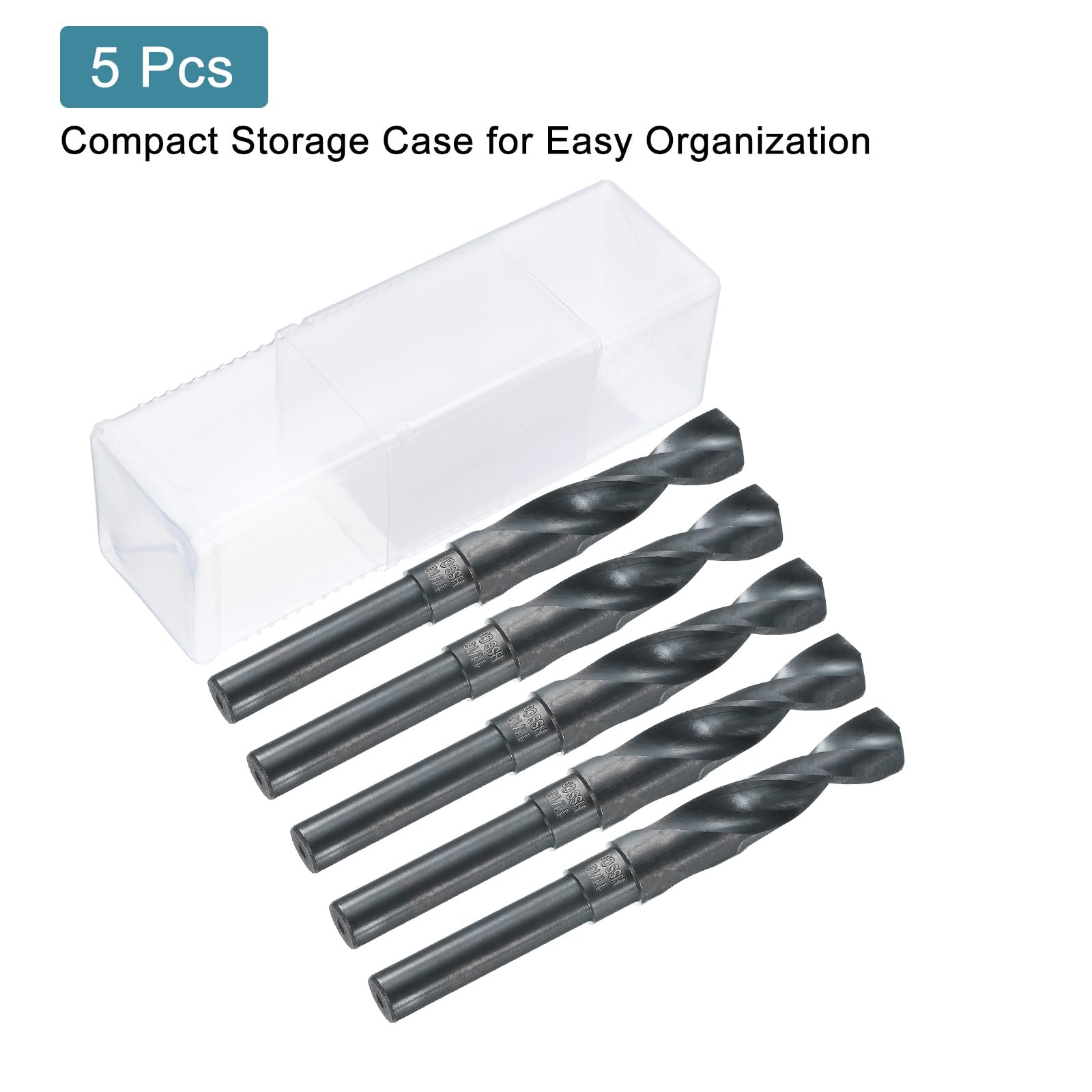 QUARKZMAN 11/16" Punte Trapanatura Acciaio Rapido, Punte Trapanatura M35 HSS A Lama Elica Con Codolo Dritto Tondo 1/2" Per Metallo, Acciaio, Alluminio, Plastica, Legno, 5pz
