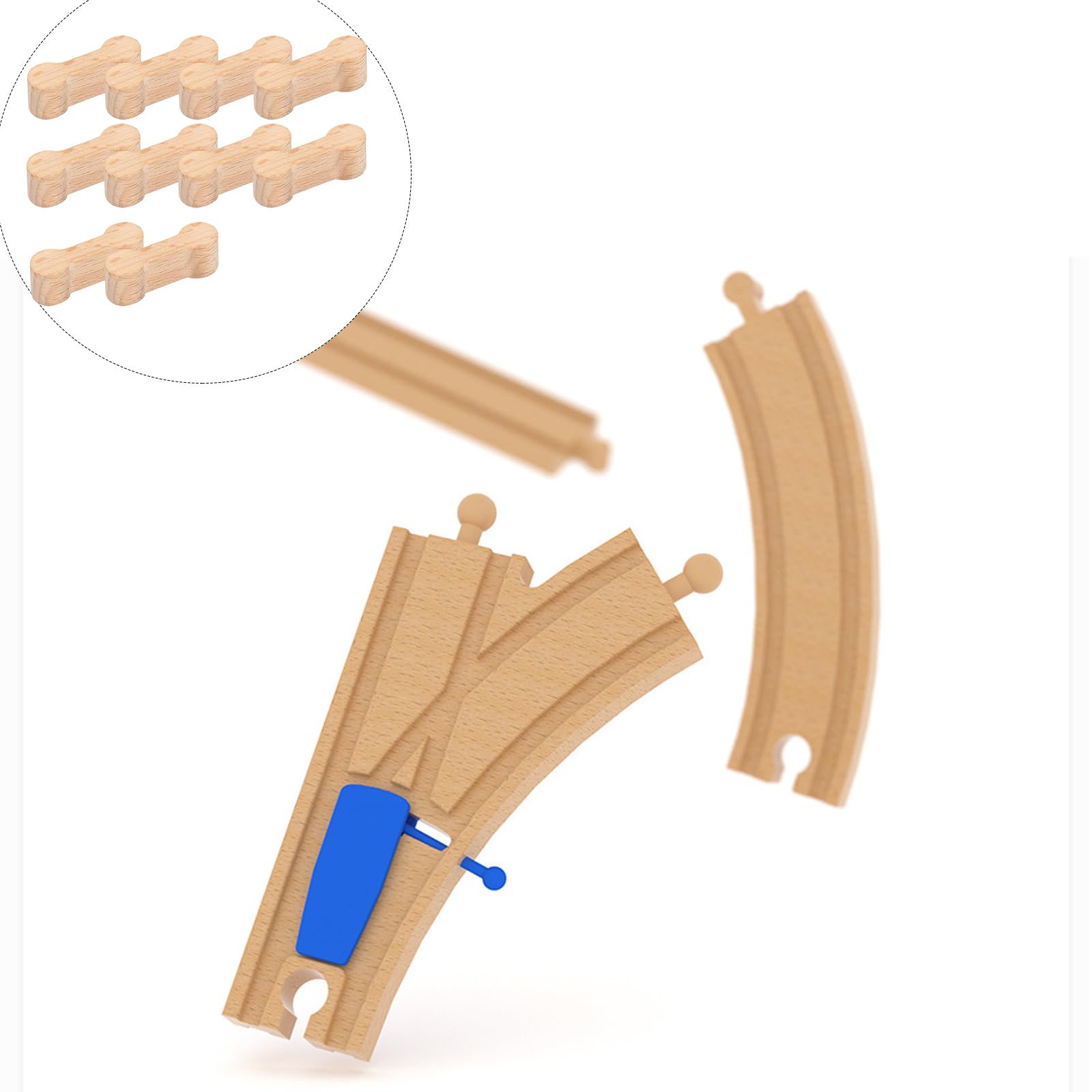 Accessoire De Voie Ferrée en Bois Accessoires,Coffret D'Extension De Rails pour Circuit Train Bois,Lot de 10 Connecteurs Universels en Bois,Connecteur de Voie Ferrée Brio