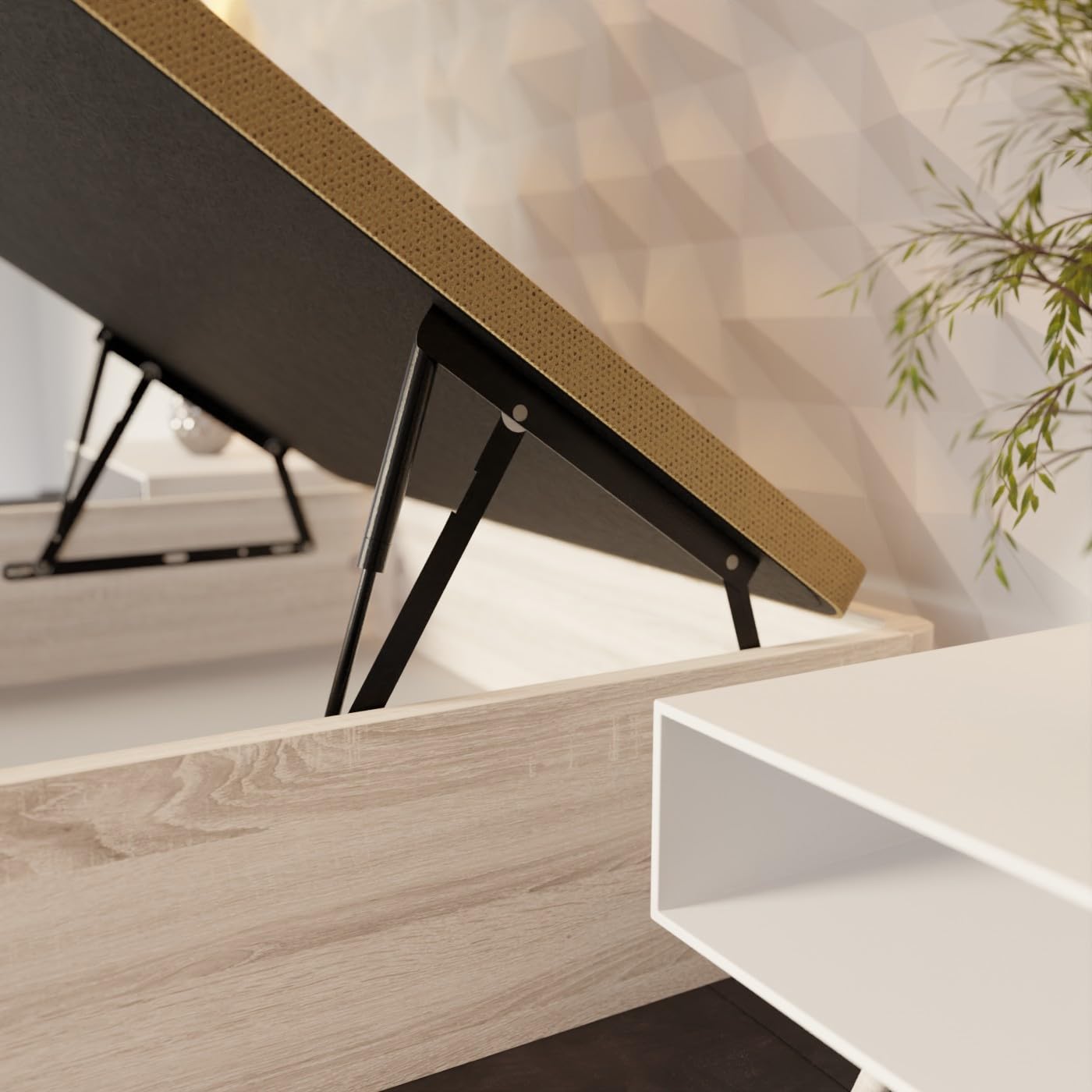 Somnia Descanso - Canapé Abatible de Madera Súper Reforzado con Gran Capacidad, Esquinas Redondeadas, 135 x 190, Polar