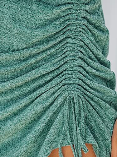 Cupshe Ruched Drawstring Mini Dress Short Sleeves Dresses For Women Casual Summer Green Large #TOP5