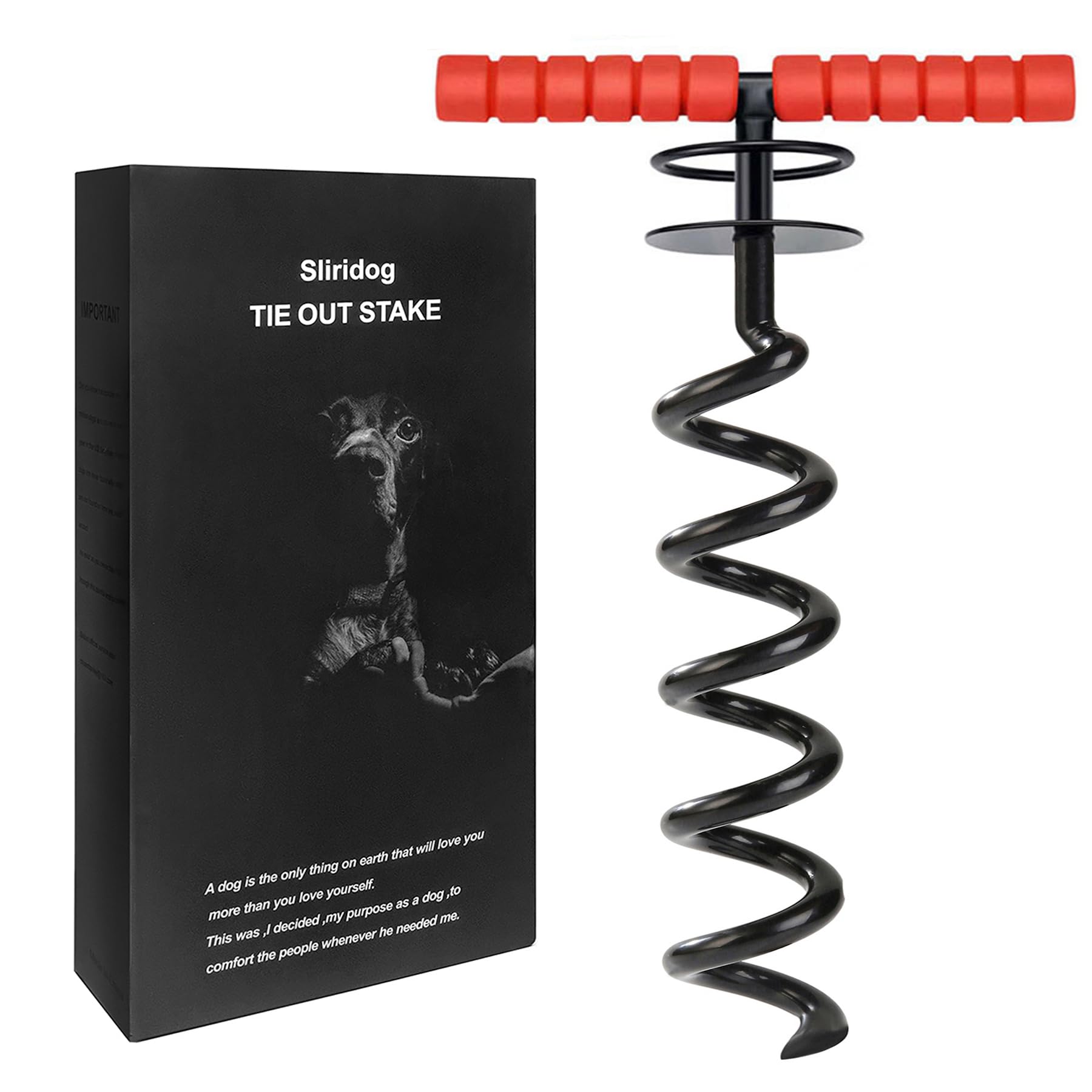 Dog Tie Out Stake,Heavy Duty Dog Stake for Large Dogs,Strongest Dog Anchor Holds 2 Large Dogs Up to 200 lbs,Free and Safe On Yard,Beach,Camping,Outdoor (L（Only Stake）, Black)