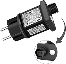 Dalugo Transformateur Guirlande Led, 31V 6W Clignoteur pour Guirlande, Transformateur IP44 avec 8 modes pour les guirlandes extérieures, les filets lumineux et les lumières Icicle
