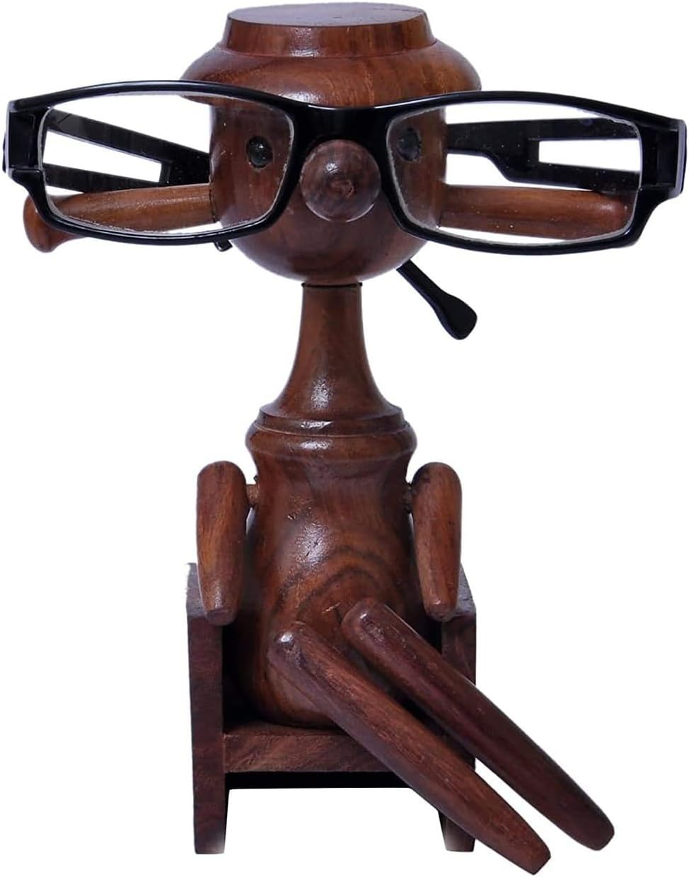 Wooden Sitting Man Shape Sunglass Organizer, Handmade Eyeglass Holder for Home and Office Decor, Artisanal Wooden Spectacle Stand for Desk and Bedroom, Unique Gift Idea