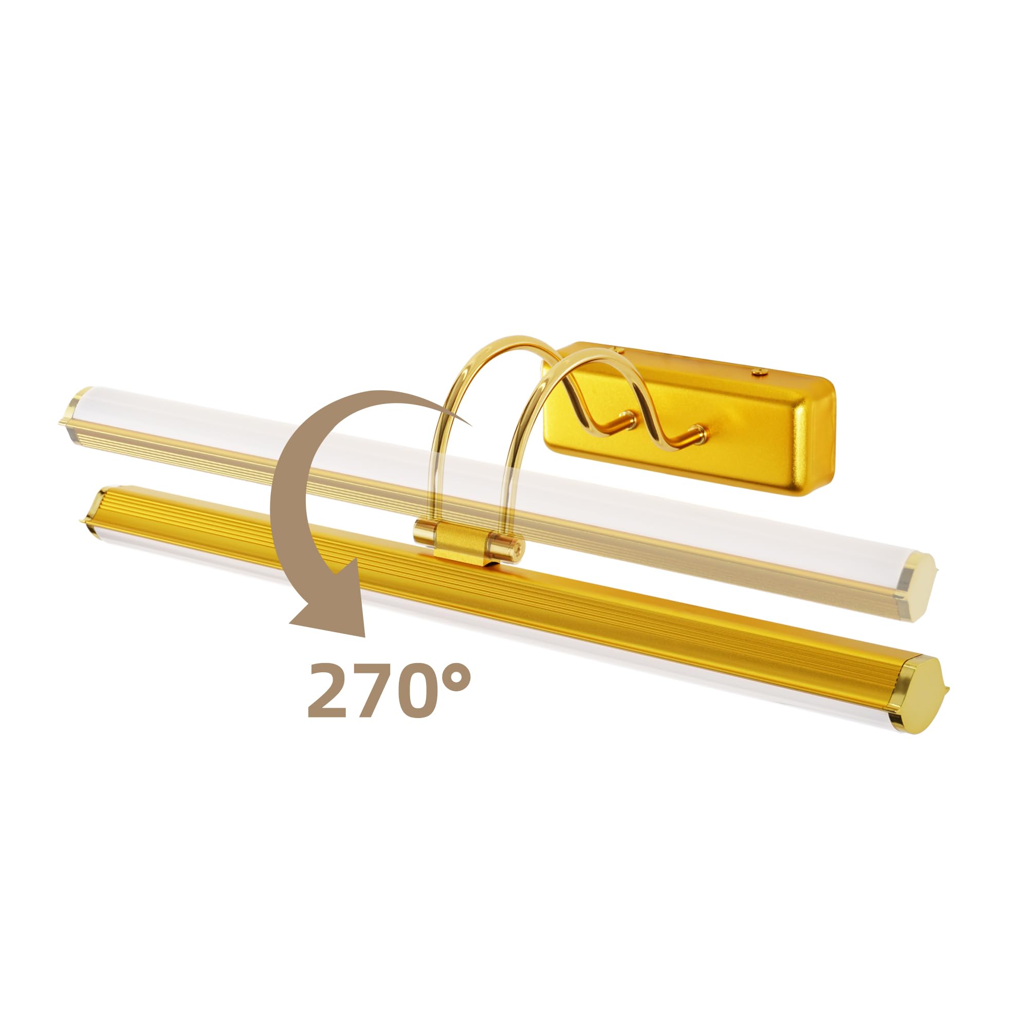 Lampada a Specchio da Bagno 42 cm LED Oro, Lampada da Parete Orientabile 12W IP44 Impermeabile, Moderna per Cucina Armadio