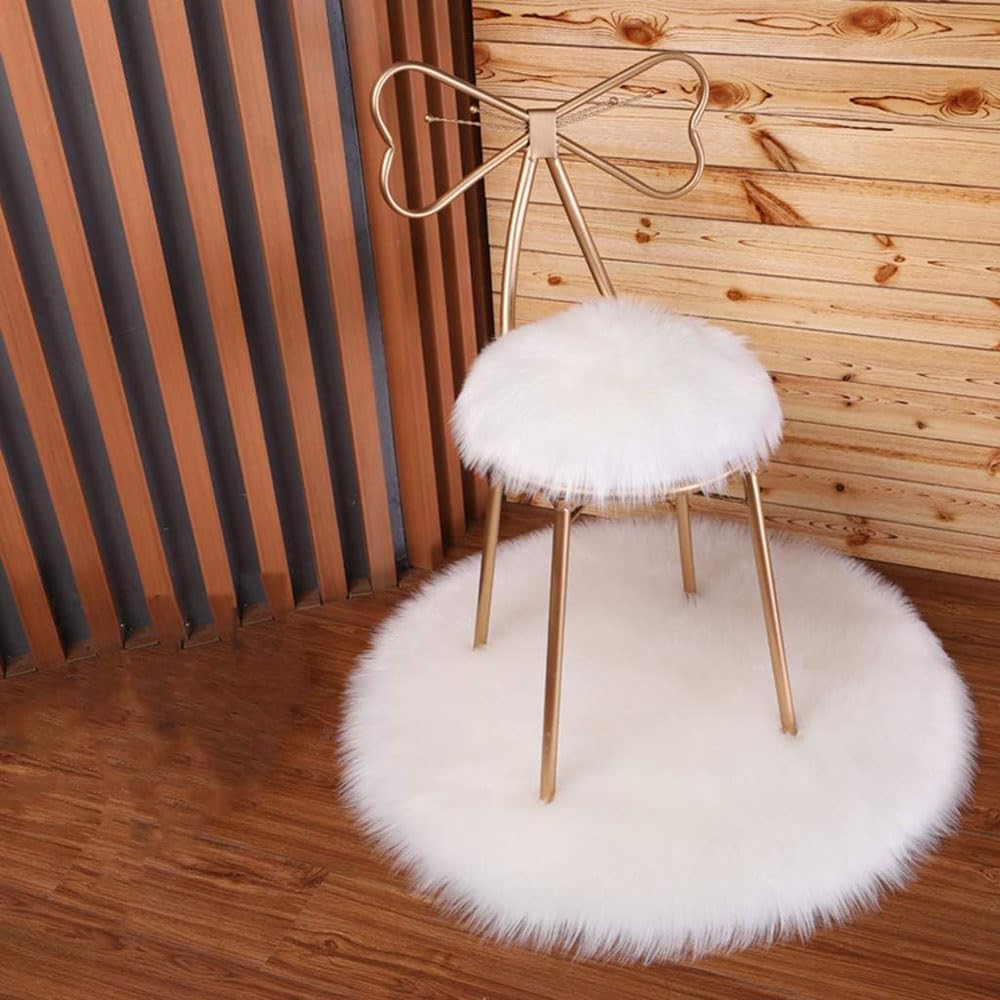 HOMETASTE Golden Elegance: Nordic Butterfly Vanity Chair with Back Support and Fur Padded Seat for Makeup Room and Dressing Table Styling