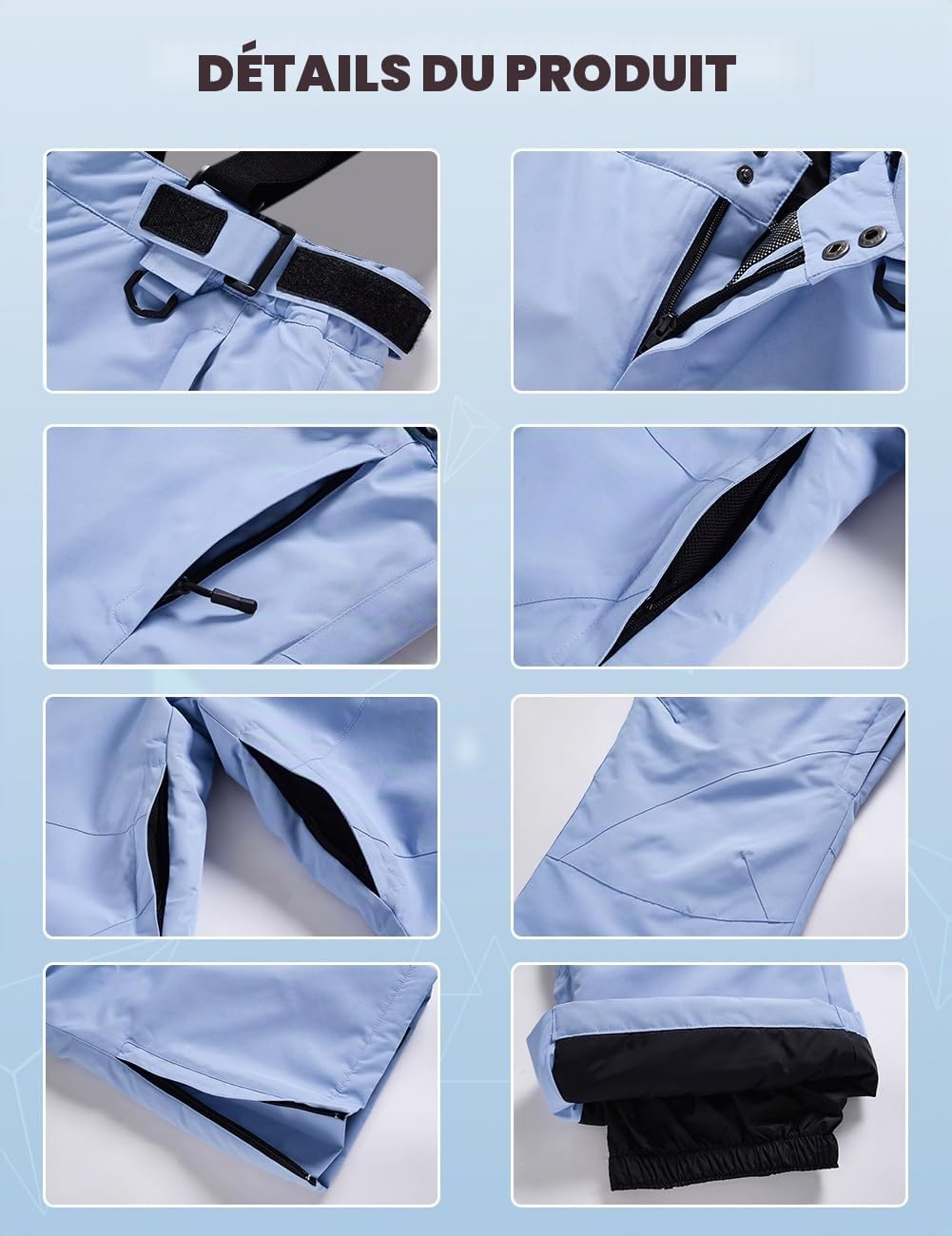 HOUZONIY Vestes de Ski et Pantalons de Ski Pour Hommes Vent Étanche Ensemble Ski Deux Pièces Ensemble De Pantalons De Vestes De Ski pour Les Sports d'hiver