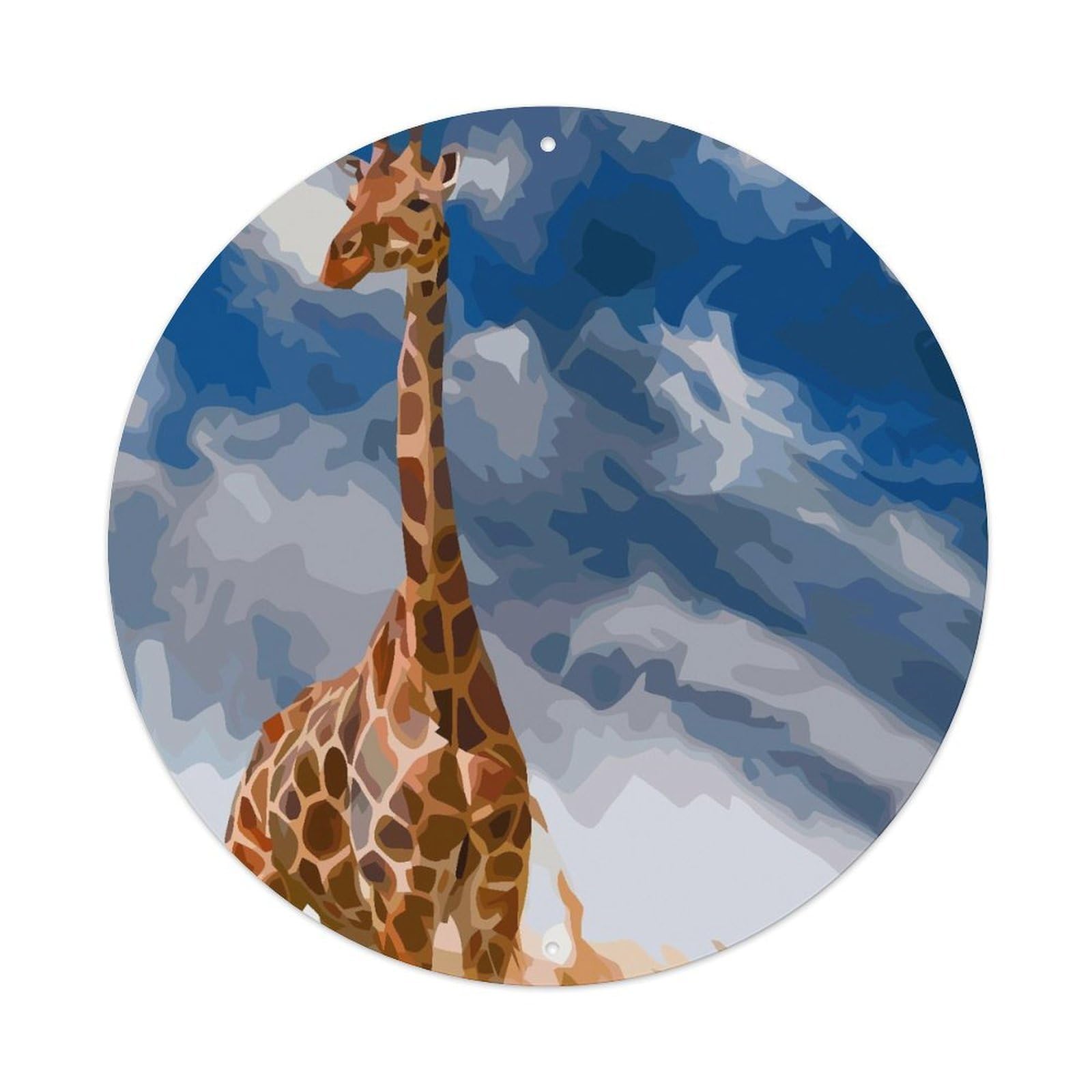 Animal Artwork Giraffes Vintage Metal Tin Sign Plaque Wall Decor for Cafe, Club, Garden Round Metal Poster 8x8Inch