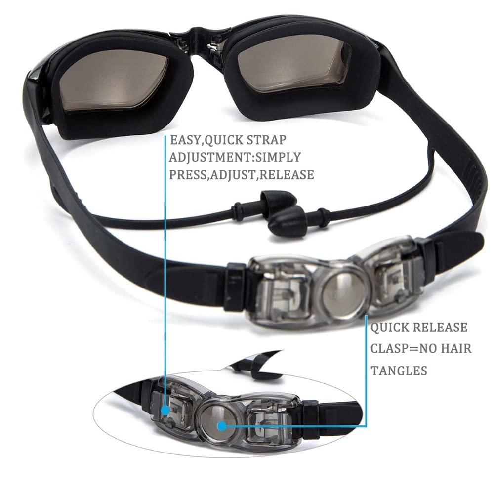 Schwimmbrillen, Schwimmbrille, Tauchbrille, Kappen, Ohrstöpsel, Nasenklammer-Set, Surfen, wasserdicht, beschlagfrei, UV-Schutz