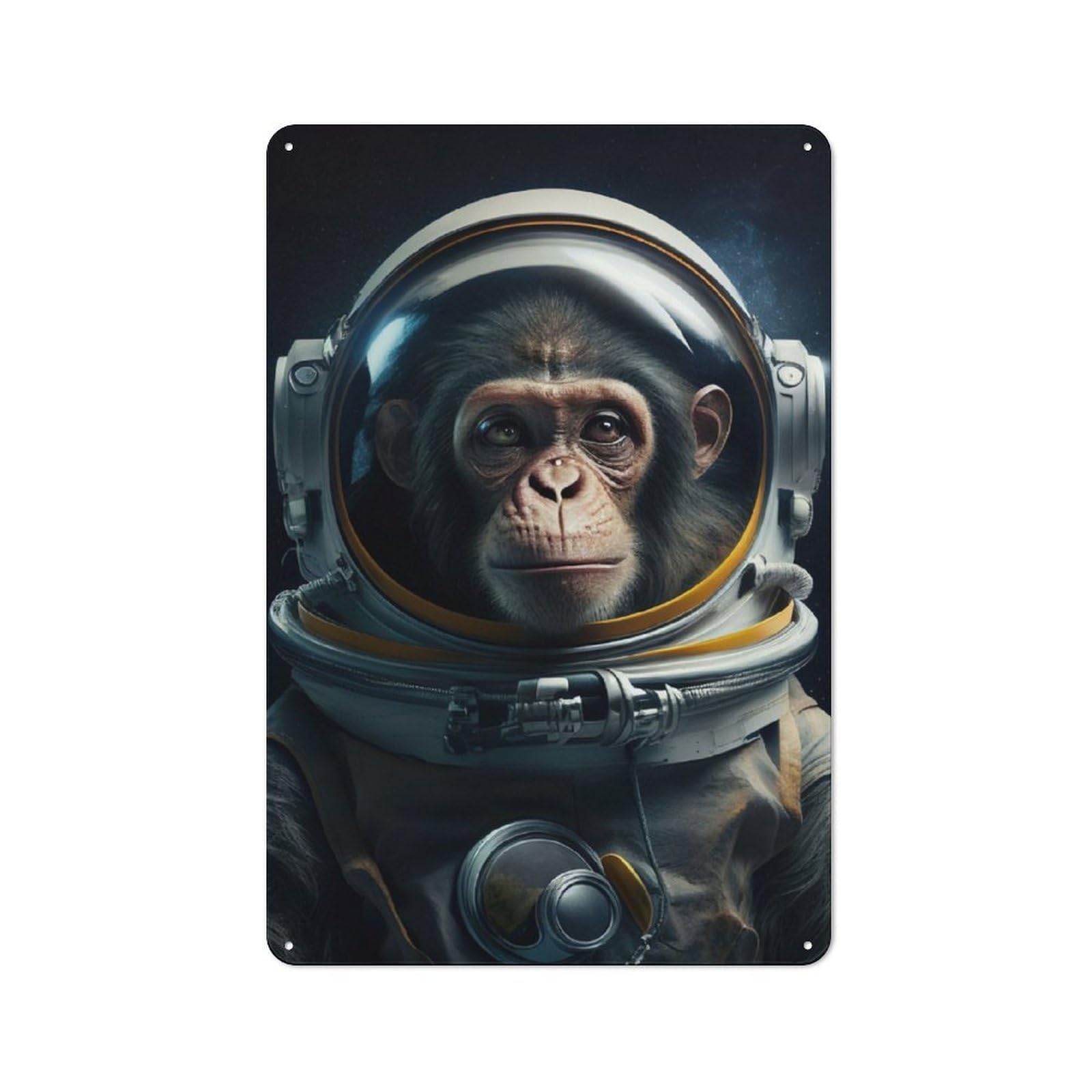 Junmoney Astronaut Space Monkey Vintage Tin Sign With Design 30X20cm, Nostalgic Nostalgic Wall Art For Living Room, Hallway, Kitchen Or Cafe