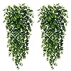 Sggvecsy 4 pack artificial eucalyptus plants uv resistant plastic hanging decor for indoor outdoor walls weddings patios porches  urban country home decor