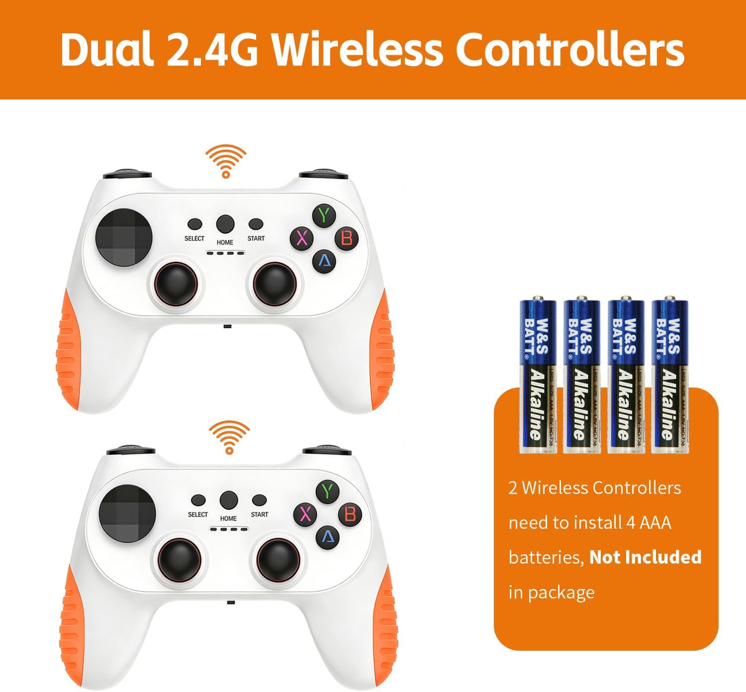 X10 PRO Retro Game Stick with 50000+ Games, 4K HDMI HD Plug and Play Game Stick with 2 Controllers, Support 50+ Simulators, 2 Player Battle (Vitality Orange)