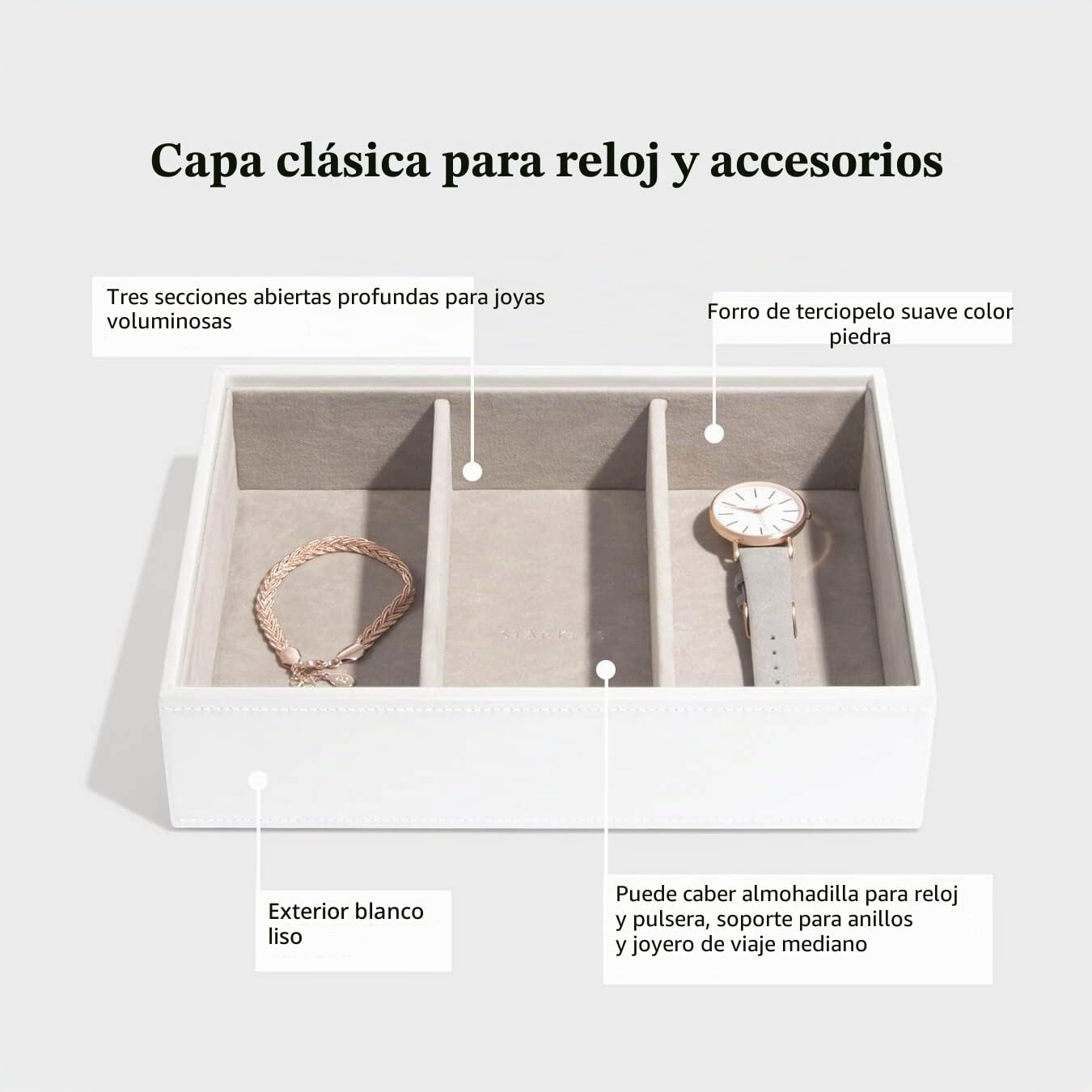 Stackers Joyero clásico mediano de oro blanco y rosa, juego de 4