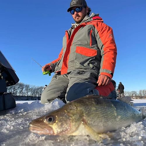 Miniatura 8 de Aurora Series Traje de pesca en hielo, baberos y chaqueta aislados, equipo impermeable para pesca en hielo y motos de nieve