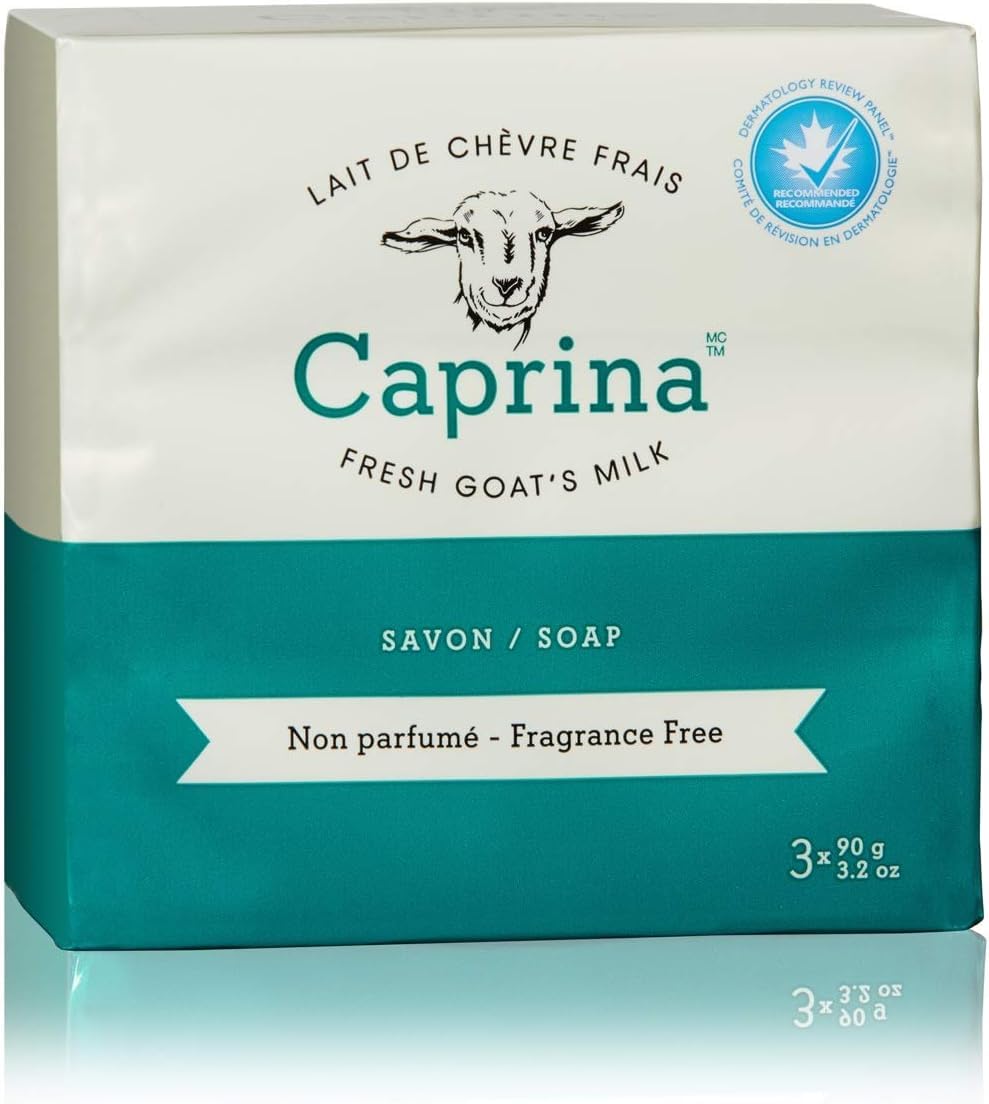 Caprina Fragrance Free Goat Milk Bar Soap, 3.2 oz (90 g), 3-Pack