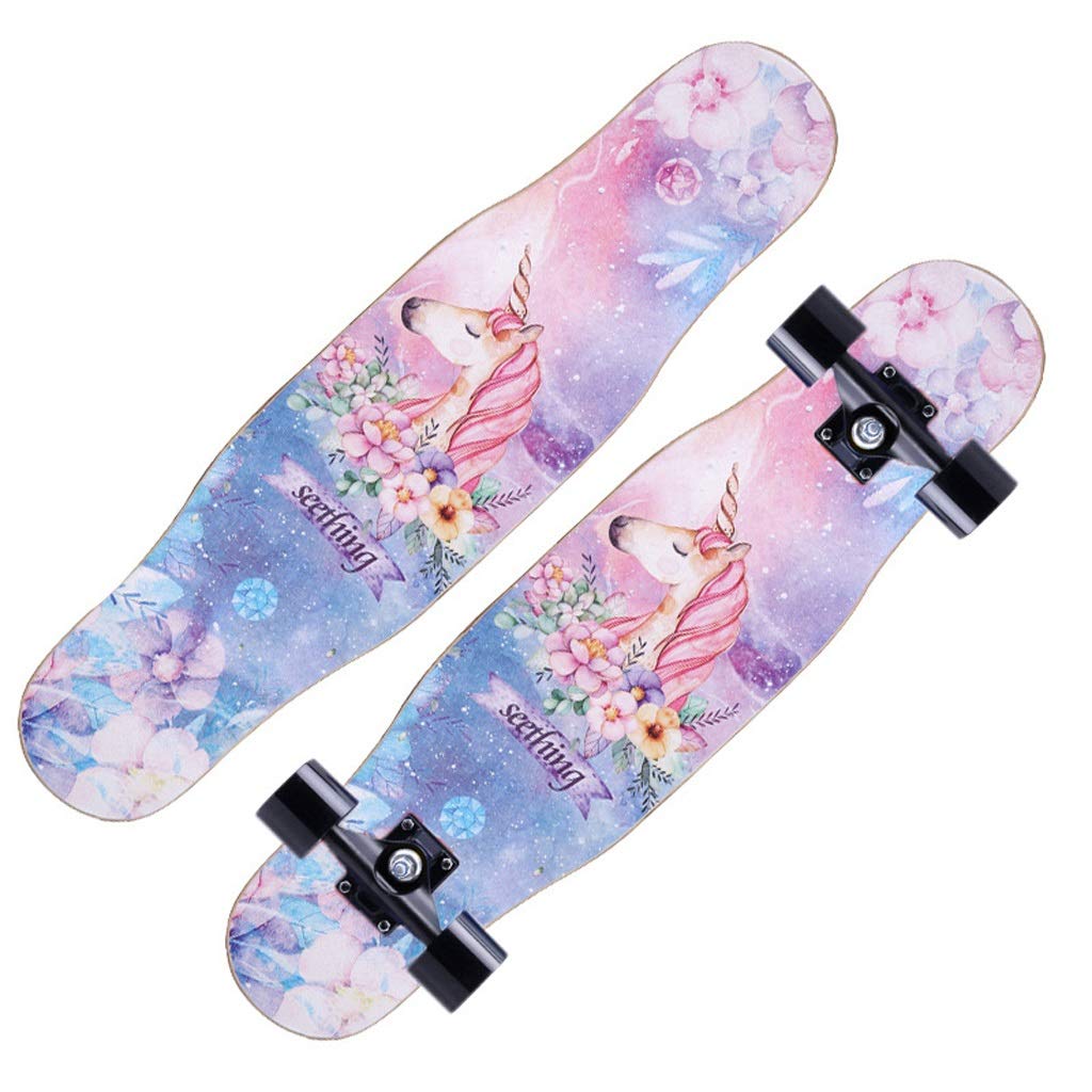 Complete Mini Cruiser Longboard Skateboard Skate Board Youth Four-Wheel Long Board Brush Street 7-Storey Maple Can Bear Up to 150kg