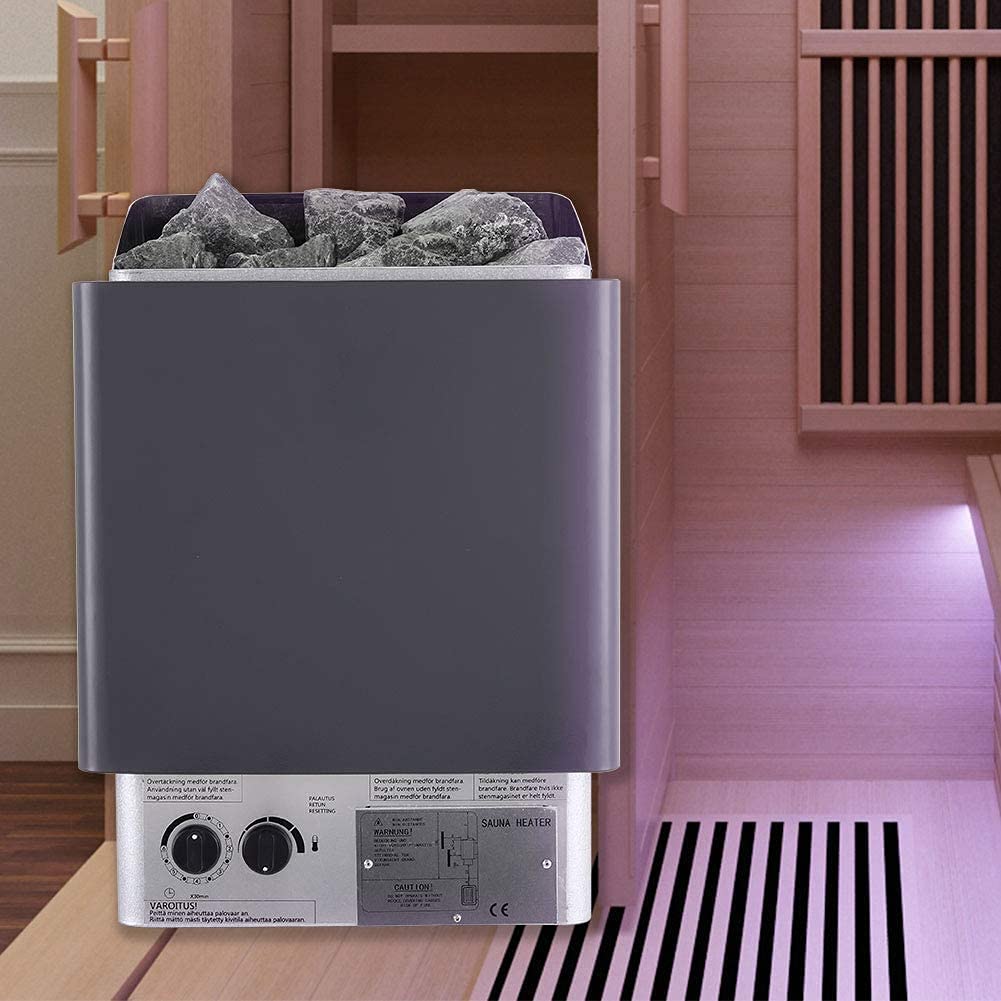 Contrôleur Interne Chauffage de Sauna électrique Poêle de Sauna Humide et Sec 200 V/220 V Poêle de Sauna Sec avec contrôle du Thermostat et minuterie (6KW)