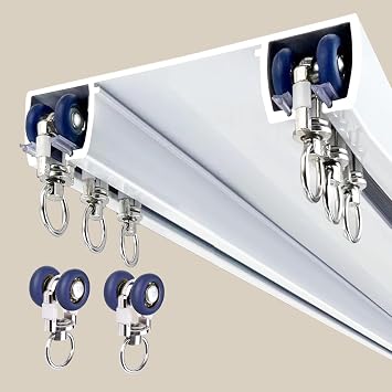 Double Curtain Track Ceiling Mounted,Heavy-Duty Aluminum Double Drapes Rail