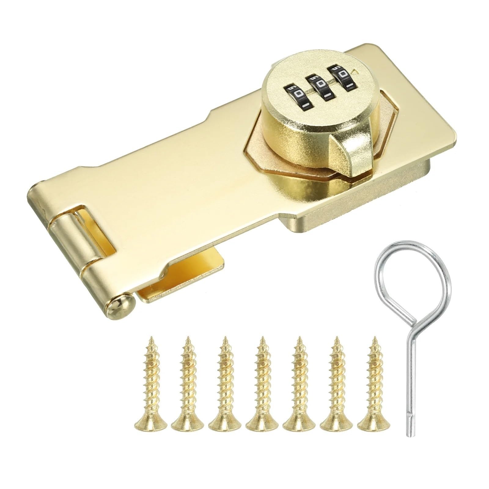 2 Stück Schrank-Zahlenschloss, Drei-Loch-Kabinett-Passwort-Haspenschlösser mit 3-stelligem Passwort for Schublade und Schrank, goldfarben Für Türen