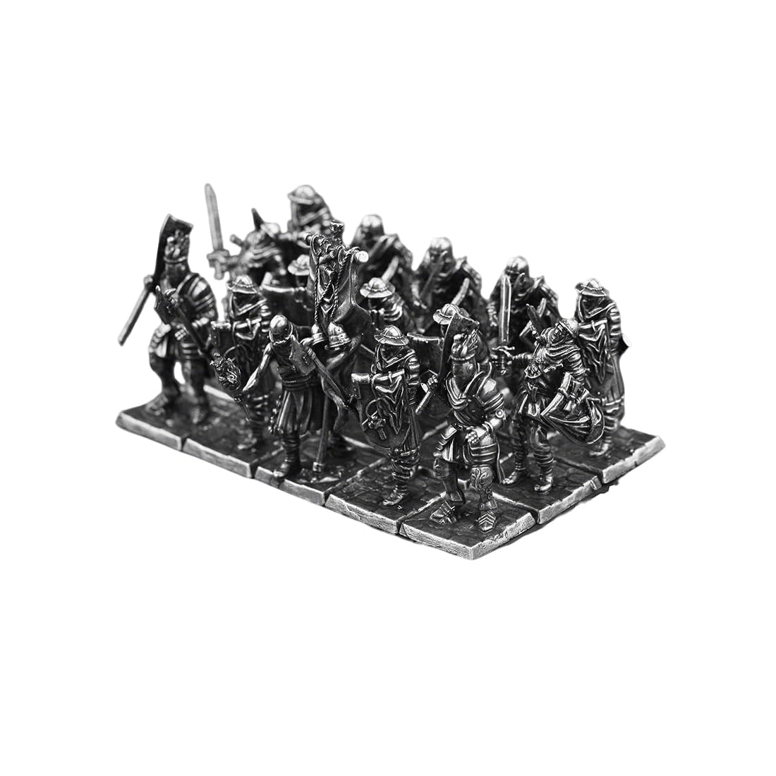 Cubertime Sliver Iron Phalanx, Alloy Wargame Miniatures, Heavy Metal Knight Figures For Tabletop Rpg D&D, Large Squad Set For Wargaming