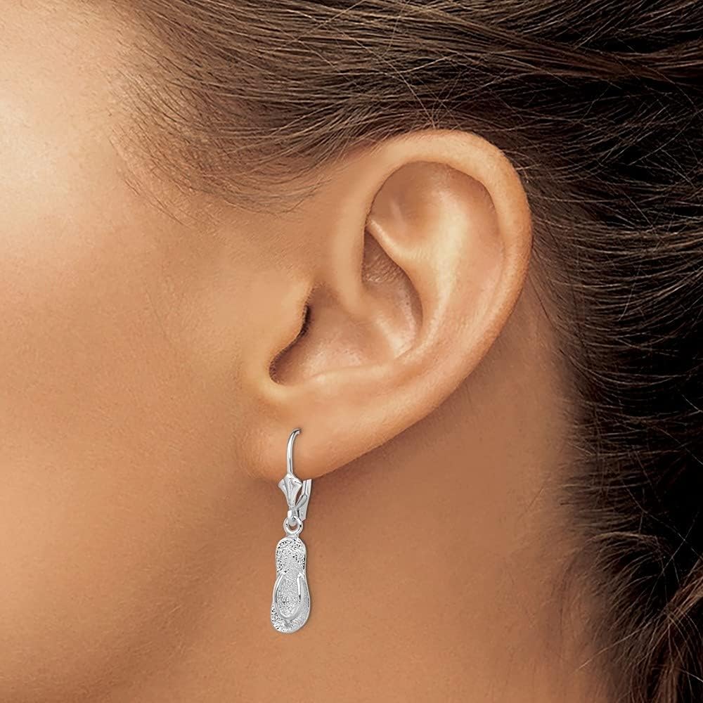 Diamond2Deal Sterling Silver Polished Large Flip-flop Earrings (L- 1.22 in, W- 0.26 in)