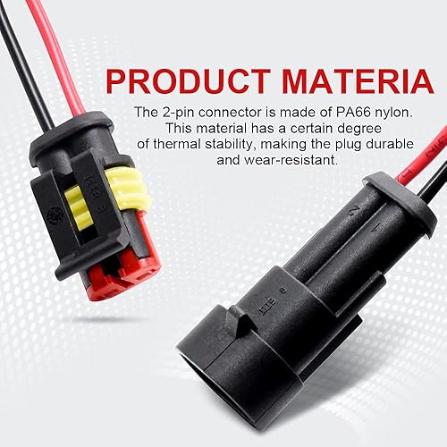 Miniatura 5 de Conector de 2 pines (kit de 6), conectores eléctricos automotrices de 18 AWG, conectores de cable impermeables, conectores eléctricos de 2 pines