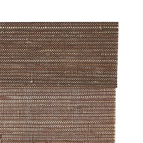 Image of TWOPAGES Customized Cordless No Drill Roman Blind for Indoor Windows Light Filtering Blackout Bamboo Shade Ramie Brown Roman Window Shade, 1 Piece