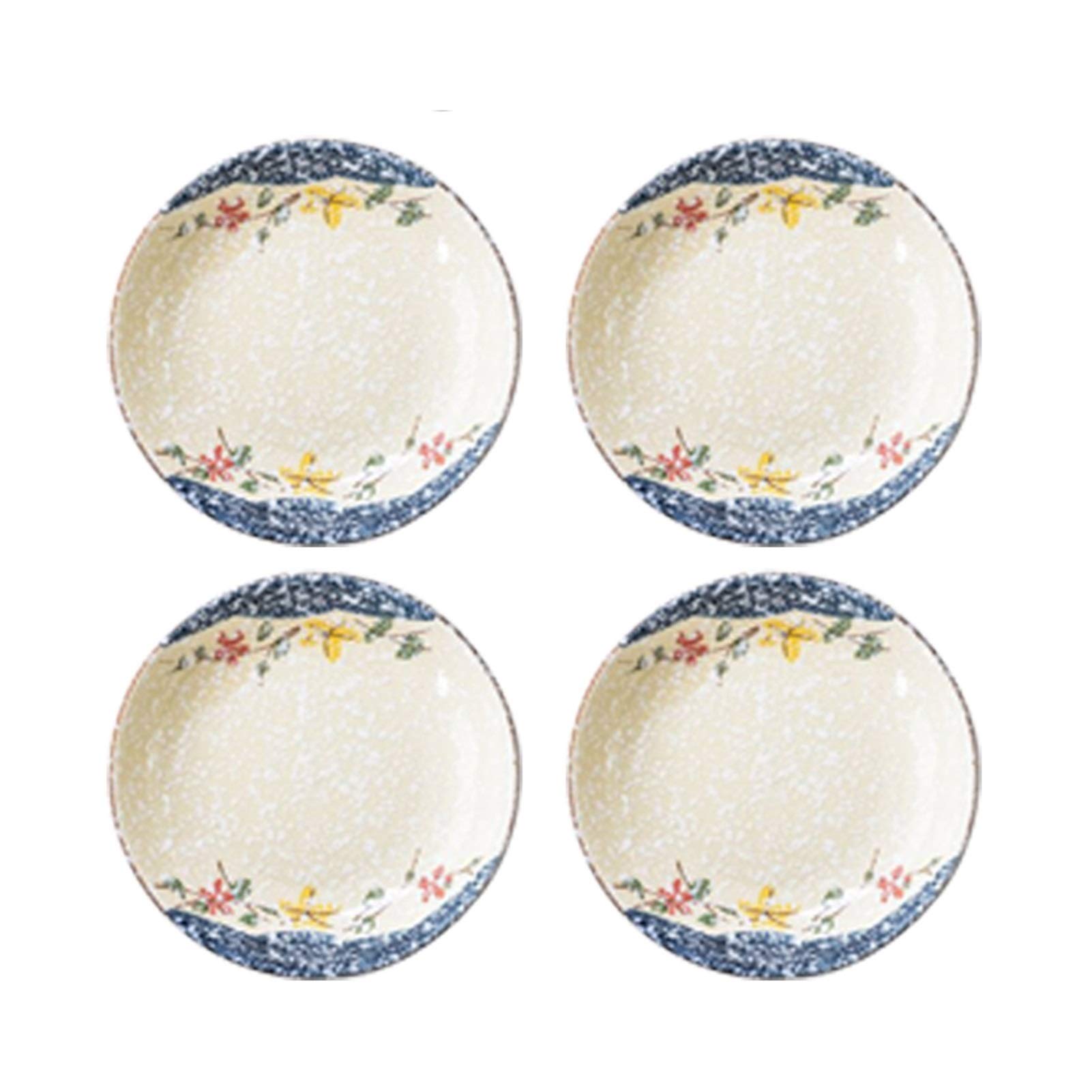 Talerz Obiadowy/Talerze Sałatkowe Okrągłe ceramiczne motywy kwiatowe płyta obiadowa, oszklony deser, sałatka, płyta makaronowa, 8-calowa płyta zakąska, zestaw 4 sztuk. zestaw talerzy/małe talerze ob
