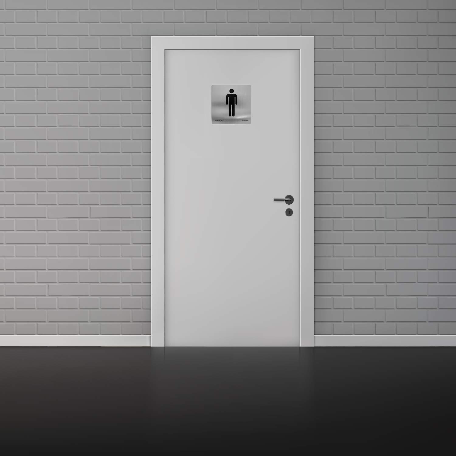 Normaluz Cartello Adesivo WC Uomo, Quadrato 12x12 Cm, Acciaio Inox 0,8 Mm, Segnaletica Interni