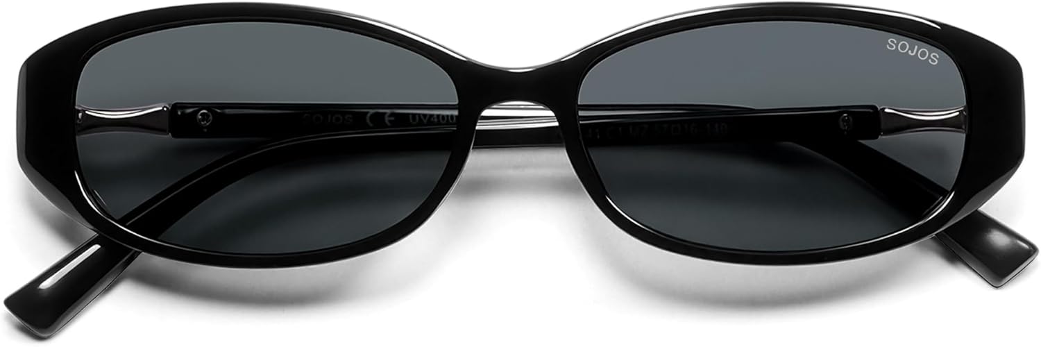 SOJOS Trendy Polarized Retro Oval Sunglasses for Women Chic 90s Sunnies Lightweight Narrow Shades SJ2641 - Image 4