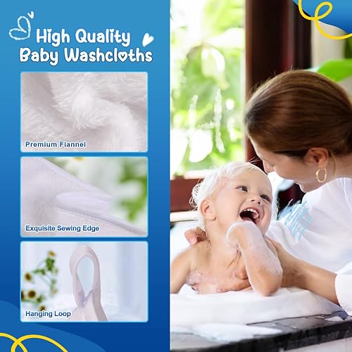 Miniatura 3 de Orighty Paquete de 6 paños para bebé, franela ultra suave para piel delicada, paños de lavado de bebé para recién nacidos y bebés, toallas de baño