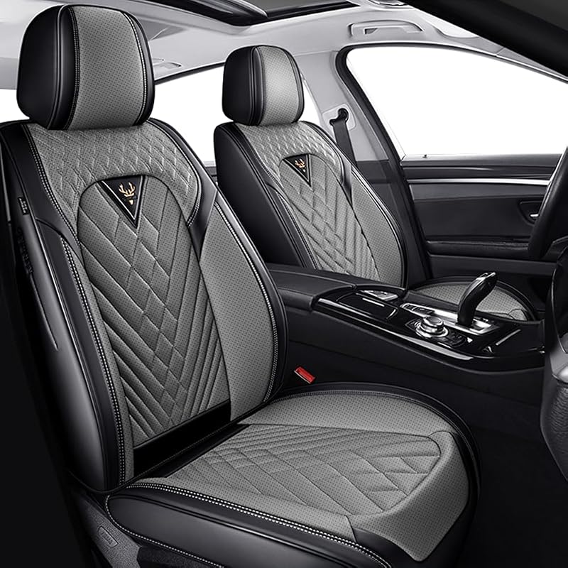 Capa para Banco Dianteiro JXTH Compatível com Toyota Highlander 2001–2026 em Couro Sintético Preto e Cinza, Kit com 2 Peças