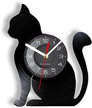 Vinyl Record Wall Clock 12 Inch Sitting Cat Silhouette Wall Clock Cat Vinyl Record Clock Unique Cat Gift for Cat Lovers Home Decor Vinyl Record Art