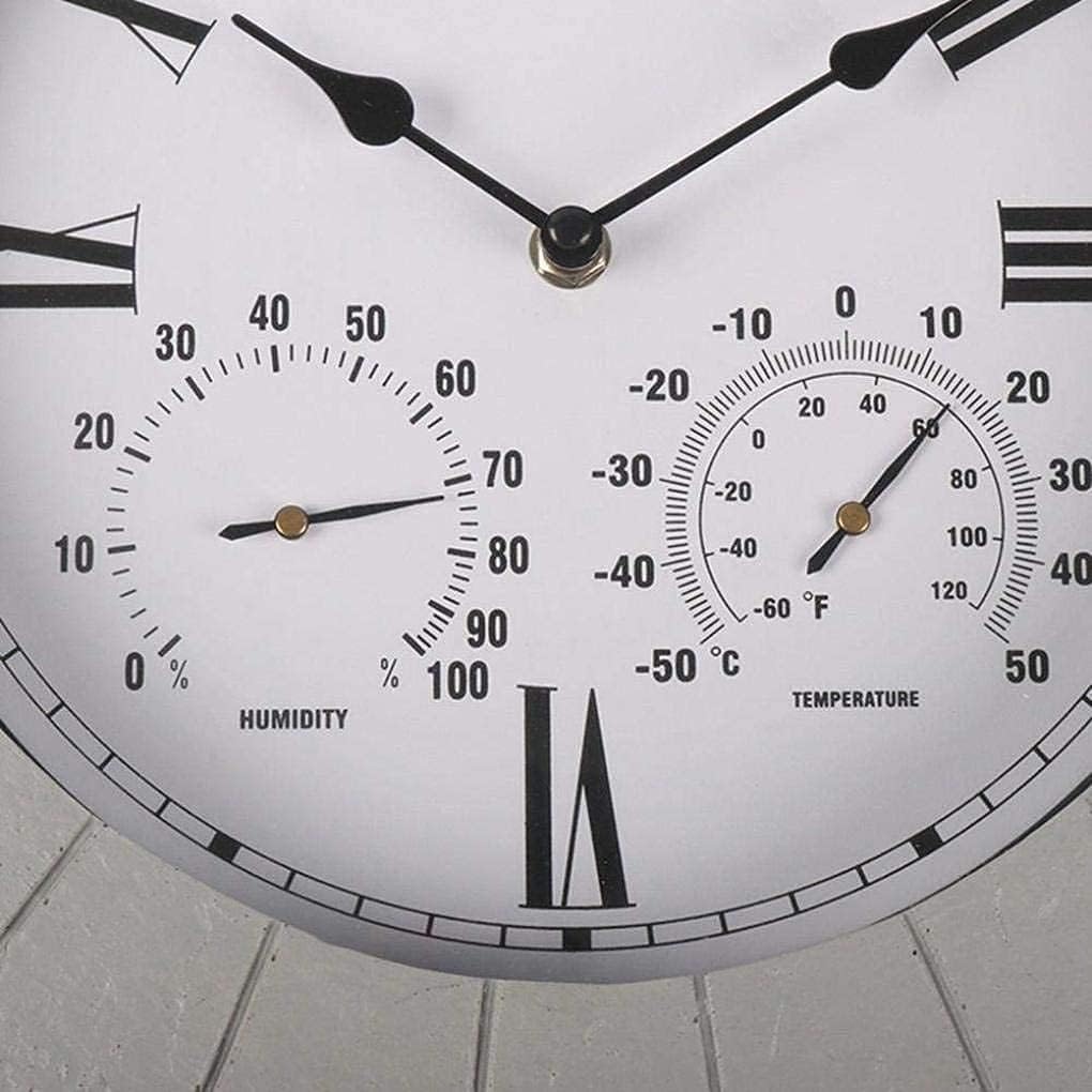 Clocks Outdoor Moisture and Dustproof Outdoor Clocks for The Garden Wall Mounted with Temperature and Humidity