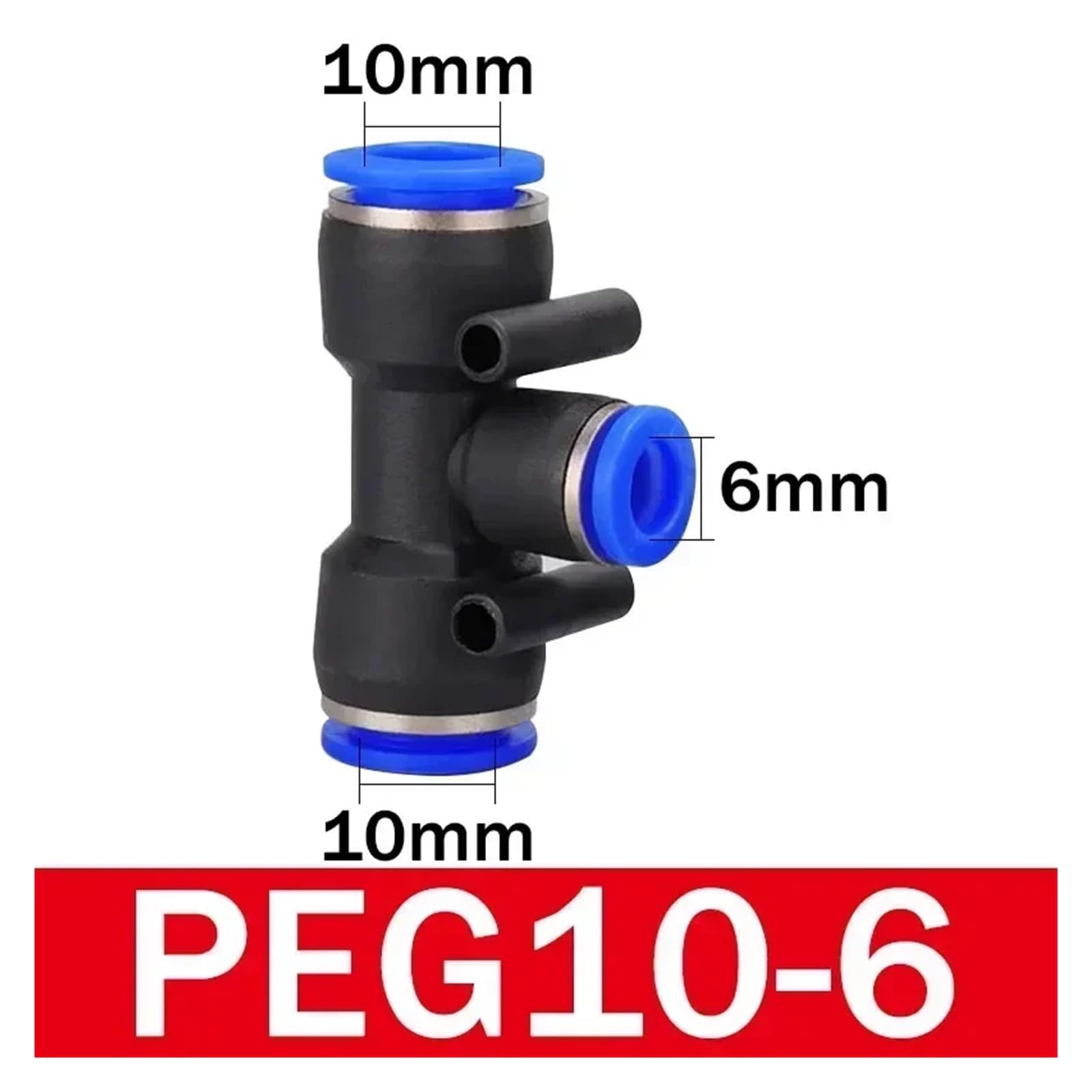 Conector neumático en T PE/Peg, Tubo Conector de Aire, Conector de liberación rápida, Conector de plástico, Tubo de Manguera, presión de Empuje, 4mm, 6mm, 8mm(Peg 10-6,500 PCS)