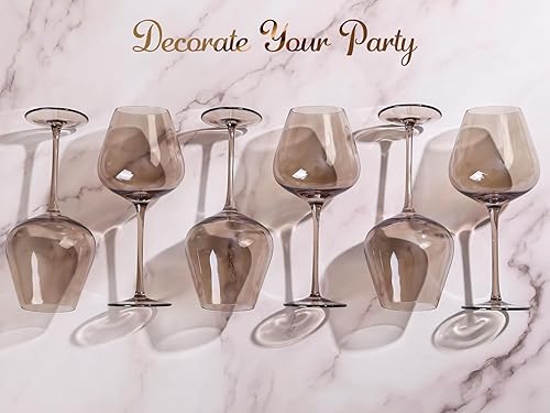 Miniatura 7 de Physkoa Juego de 6 copas de vino de colores, copas de vino Burgendy (ahumado)