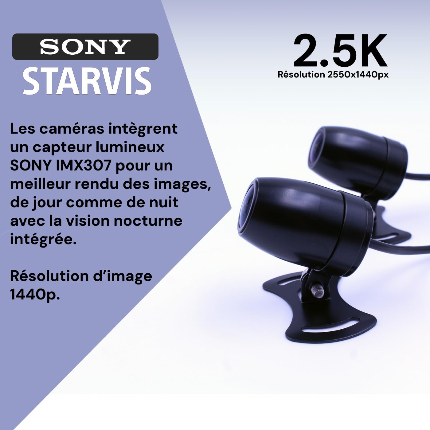 LBG RideMate M5 - Dashcam Moto 2.5K+2.5K (1440p), Tableau de Bord Carplay Android Auto, Caméra embarquée Avant et arrière avec capteur Starvis, Enregistrement en Boucle, Marque française, Grand Angle
