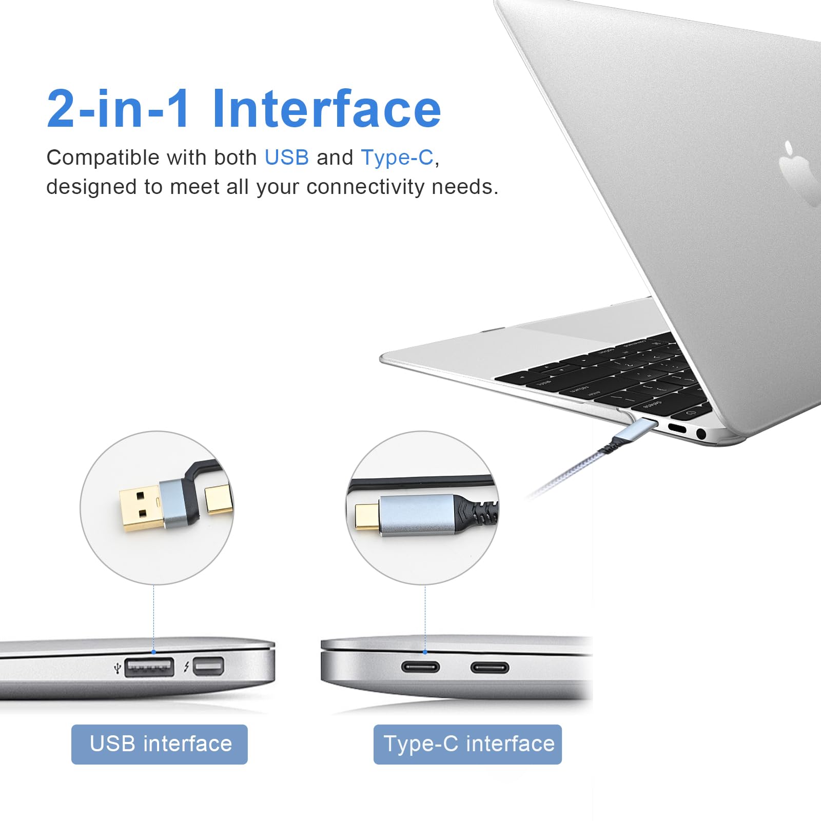 Mini Tastiera USB Cablata 78 Tasti – Con Adattatore Type-C Maschio A USB 3.0 Femmina OTG
