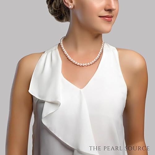Miniatura 3 de The Pearl SOURCE - Collar de perlas cultivadas en agua dulce de 14 quilates oro de 65 a 0276in calidad AAAA color blanco