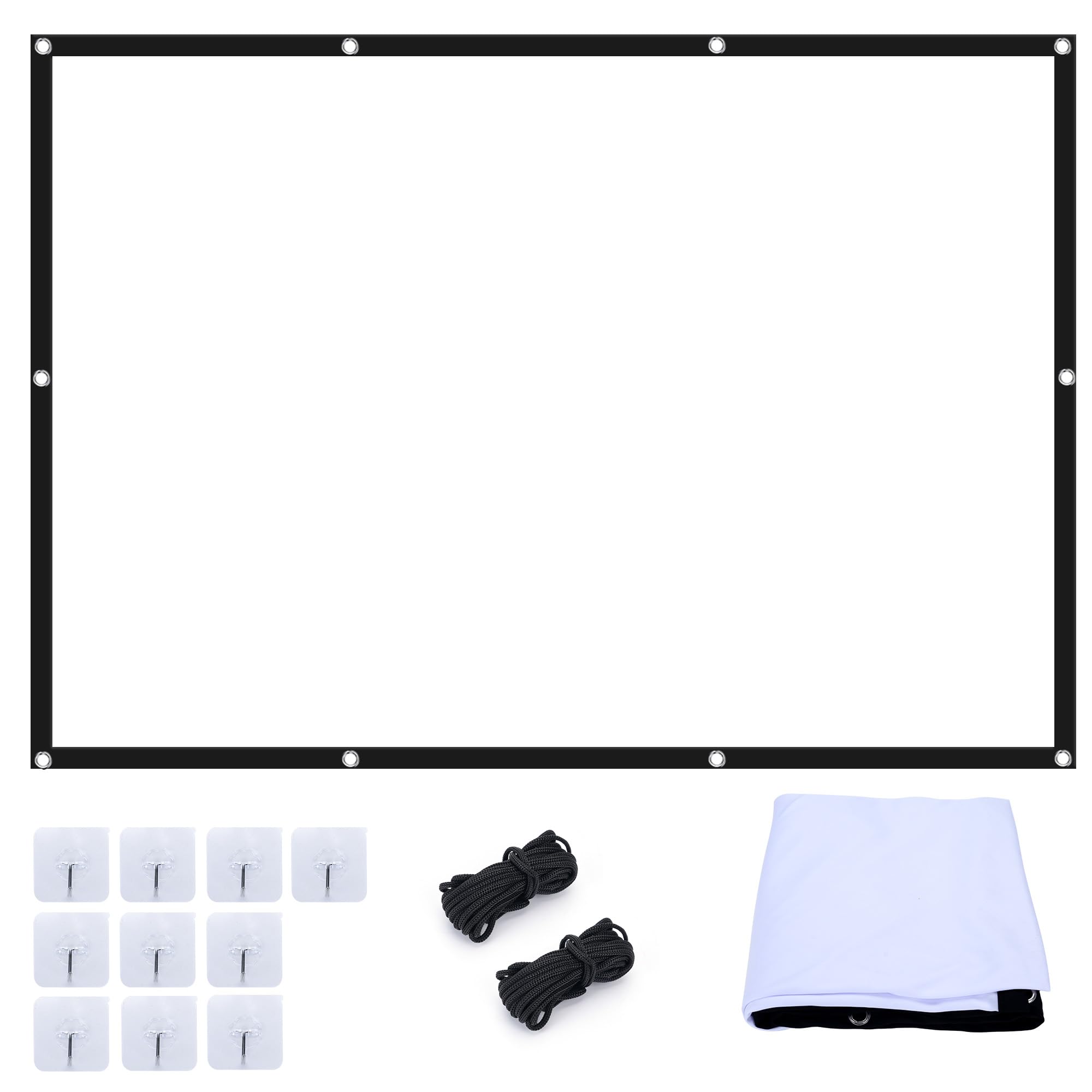 Pantalla Proyector 100 Pulgadas, 16:9 4K Full HD Portátil Pantalla, Antiarrugas Lavable Tela Proyector para Exterior Camping Fiesta Hogar