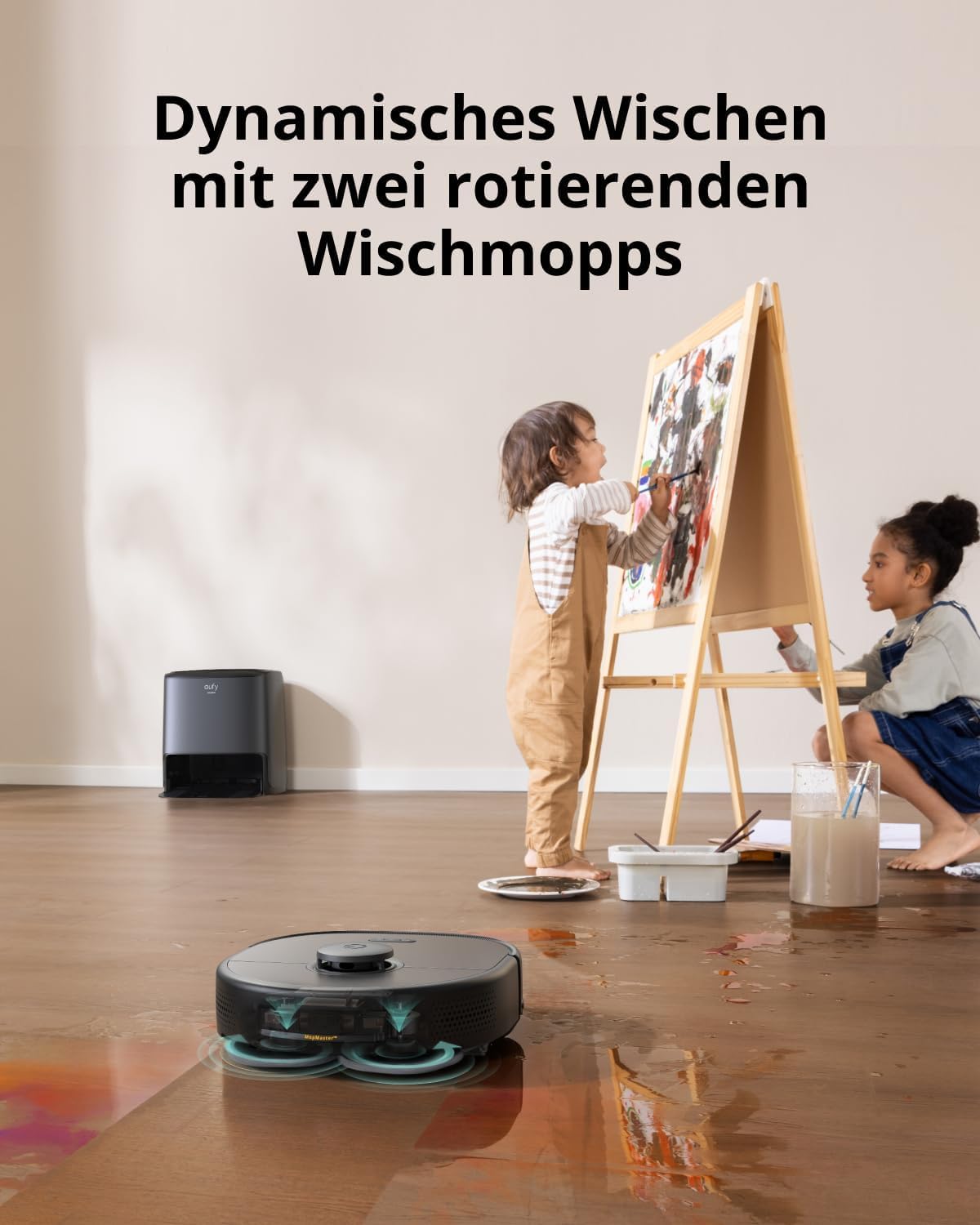 eufy X9 Pro Staubsaugerroboter mit Wischmopp und Reinigungsstation, 5.500 Pa Saugkraft, 2 rotierende Wischmopps, Automatische Wischmopp Reinigung und Trocknung bei 40°(Generalüberholt)
