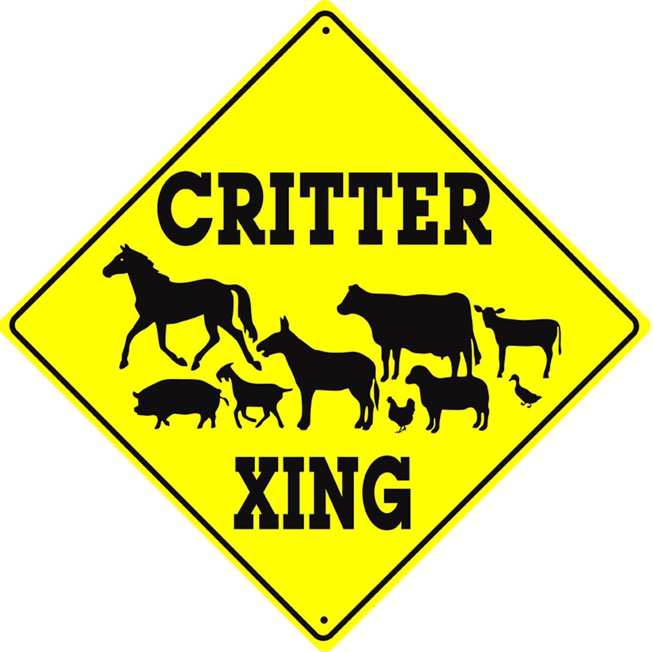 Caution Critter Crossing Symbol Animal Xing Novelty Metal Sign 12x12