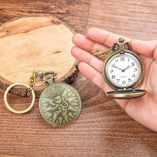Seven-Square-Premium-Pocket-Watch-Harry-Potter-Gryffindor-Retro-Antique-Key-Chain-Vintage-Bronze-Analog-Pocket-Watch-Stainless-Steel-Metal-Car-Bike-Home-Keychain-With-Key-Ring-Anti-Rust-Gift-For-Men-W