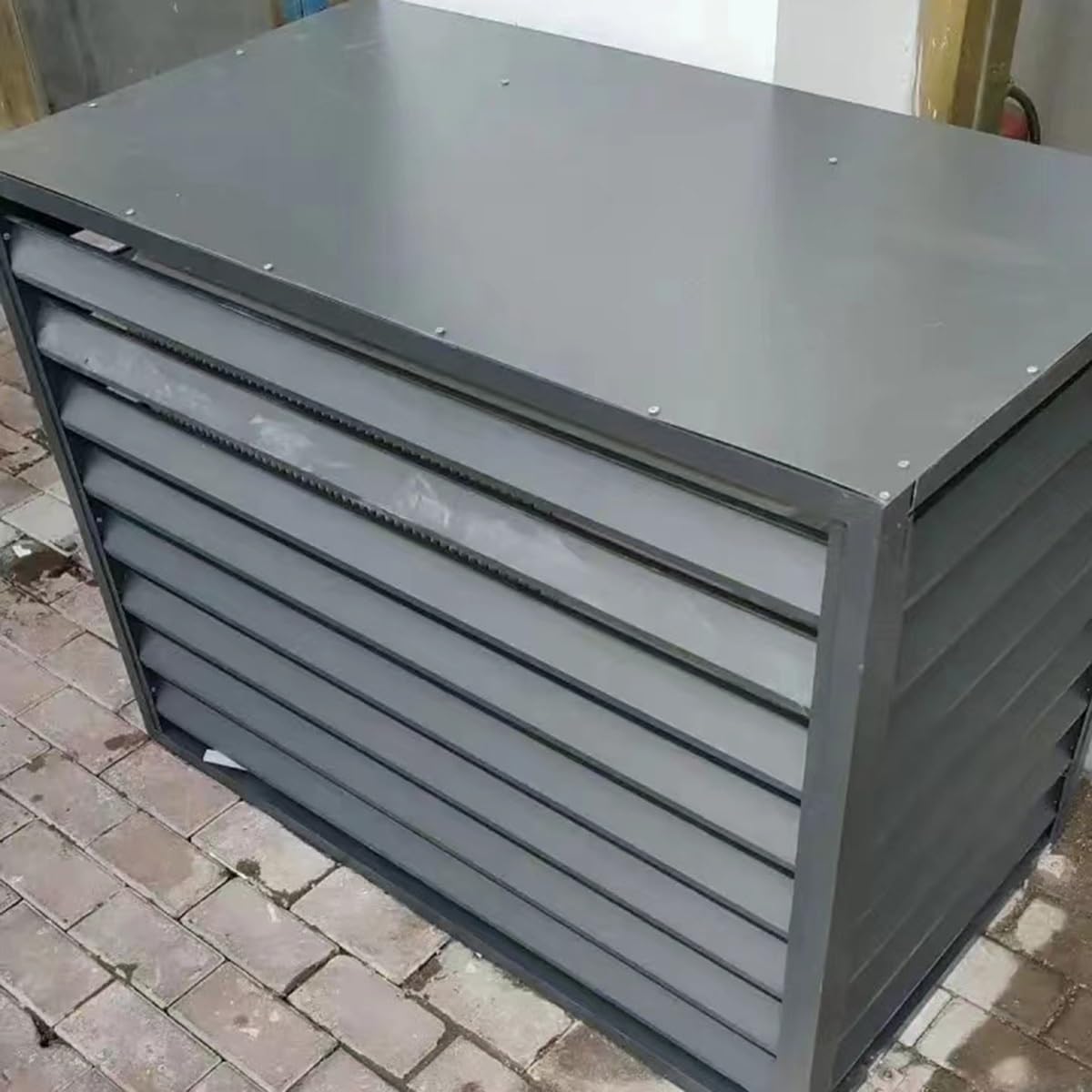 Aluminiowa pokrywa klimatyzatora i schronienie pompy ciepła, odporna na warunki atmosferyczne, pojemnik na śmieci do ogrodu (szary, 110 x 60 x 80 cm) ochrona, stylowy design
